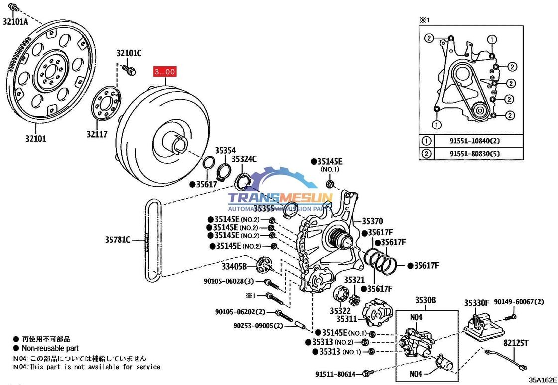 ALPHARD;AVALON;CAMRY;HIGHLANDER;SIENNA;ES350 पुनर्निर्मित UA80E UA80F 8 स्पीड ऑटोमैटिक ट्रांसमिशन सिस्टम टॉर्क कनवर्टर 3200048060 टोयोटा लेक्सस 3.5L के लिए
