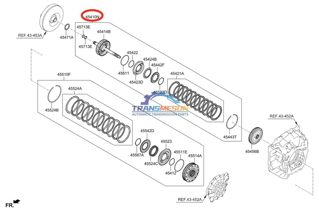 किआ सोरेन्टो 2.0L के लिए प्रयुक्त 454143F800 स्वचालित ट्रांसमिशन मरम्मत किट रिटेनर असेंबली-35R क्लच A6MF2-2